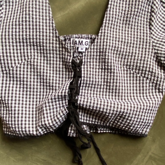 gia gingham Bardot top - Picture 4 of 5